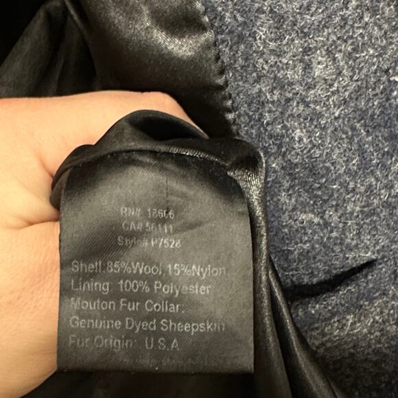 SCHOTT NYC PERFECTO BRAND Thompson Wool Plaid Coat Mouton Fur Collar Sz S - Picture 6 of 6